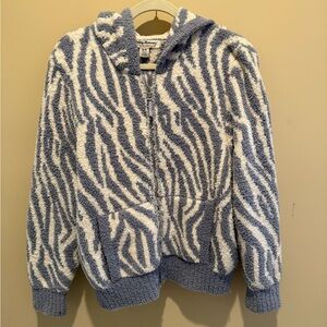 Tommy Bahama Blue and White Fuzzy Jacket